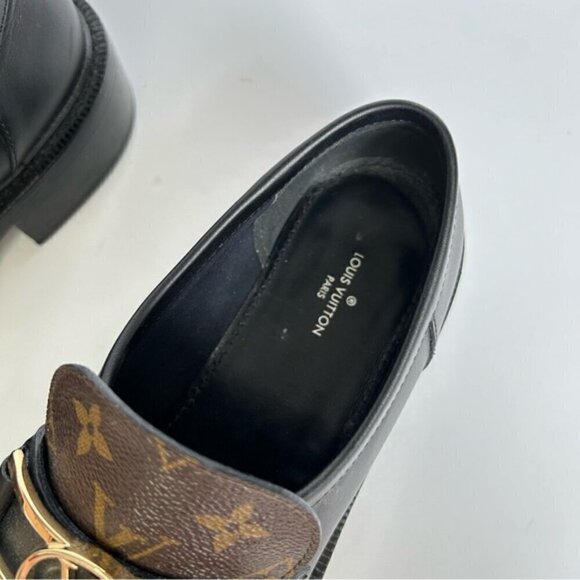 Louis Vuitton Academy Monogram Black Chunky Leather Loafers sz 39 - Picture 8 of 14